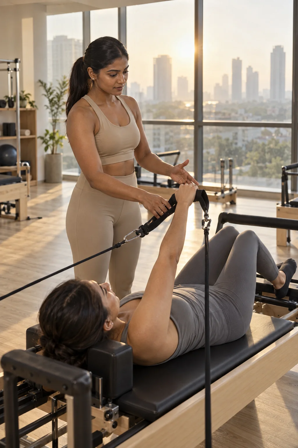A Pilates session she hosts